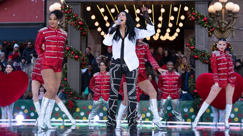 Cher performs at the Macy's Thanksgiving Day Parade on November 23, 2023 in New York City.